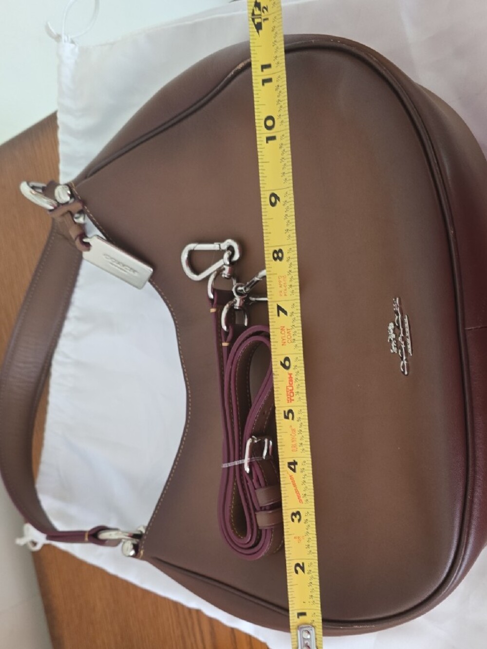 Coach Brown Leather Crescent Shoulder Bag with Tan Handle Edge - Picture 8 of 10